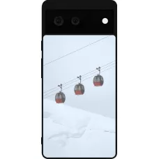 Coque Google Pixel 6 - Silicone rigide noir Winter 22 ski lift