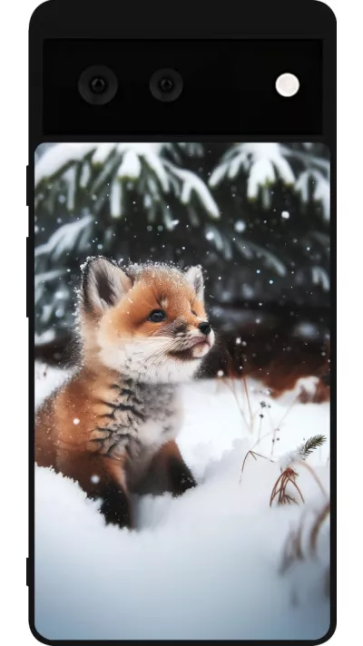 Google Pixel 6 Case Hülle - Silikon schwarz Weihnachten 2023 Fuechslein Tanne