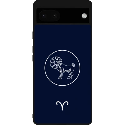 Coque Google Pixel 6a - Silicone rigide noir Astrologie Bélier