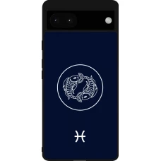 Coque Google Pixel 6a - Silicone rigide noir Astrologie Poissons