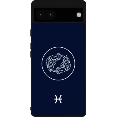 Coque Google Pixel 6a - Silicone rigide noir Astrologie Poissons