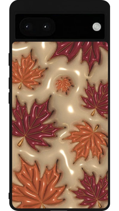 Google Pixel 6a Case Hülle - Silikon schwarz Autumn 26 3D leaves