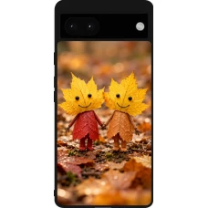 Google Pixel 6a Case Hülle - Silikon schwarz Autumn 26 Couple of leaves