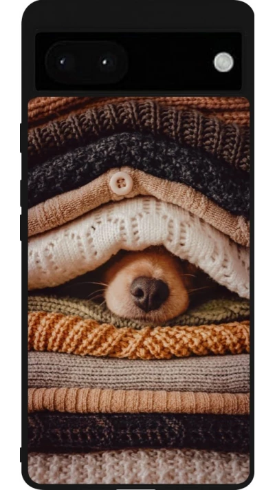 Google Pixel 6a Case Hülle - Silikon schwarz Autumn 26 Dog under the covers