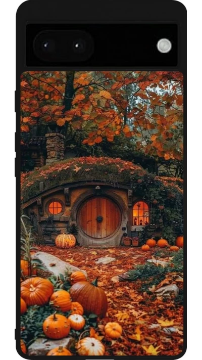 Google Pixel 6a Case Hülle - Silikon schwarz Autumn 26 Hobbit house