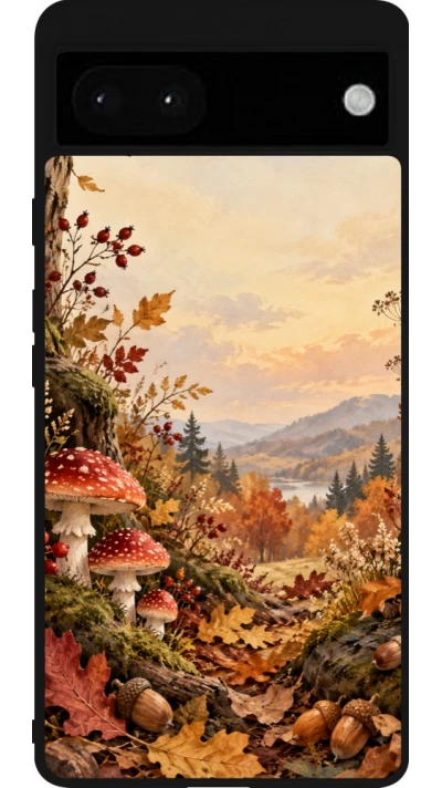 Google Pixel 6a Case Hülle - Silikon schwarz Autumn 26 Illustrated Autumn