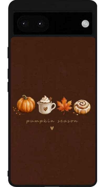 Google Pixel 6a Case Hülle - Silikon schwarz Autumn 26 Pumpkin season