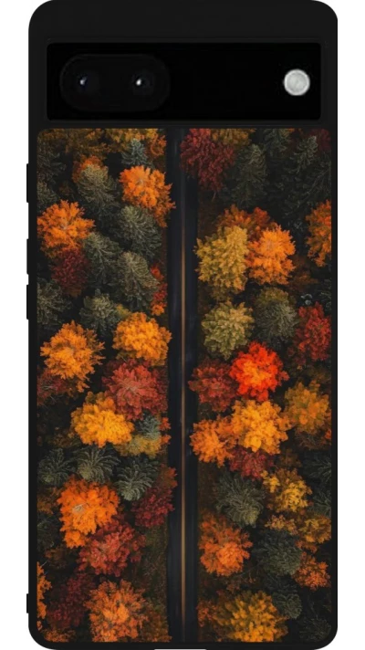 Google Pixel 6a Case Hülle - Silikon schwarz Autumn 26 Road in autumn