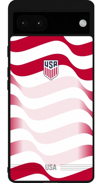Google Pixel 6a Case Hülle - Silikon schwarz Vereinigten Staaten 2026 personalisierbares Fussballtrikot