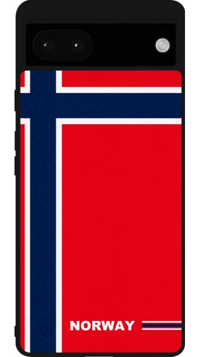 Google Pixel 6a Case Hülle - Silikon schwarz Norwegen 2026 personalisierbares Fussballtrikot