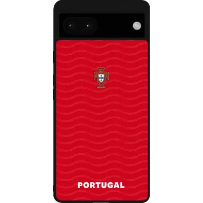 Coque Google Pixel 6a - Silicone rigide noir Maillot de football Portugal 2026 personnalisable