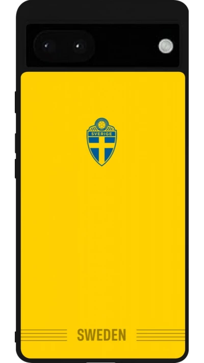 Google Pixel 6a Case Hülle - Silikon schwarz Schweden 2026 personalisierbares Fussballtrikot