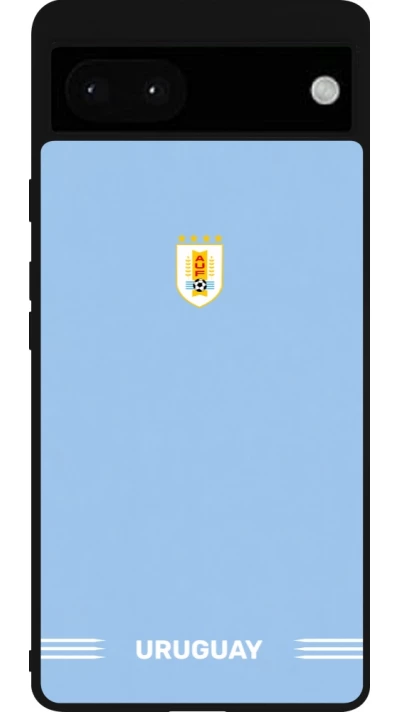 Google Pixel 6a Case Hülle - Silikon schwarz Uruguay 2026 personalisierbares Fussballtrikot