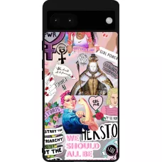 Google Pixel 6a Case Hülle - Silikon schwarz Girl Power Collage
