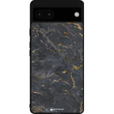 Google Pixel 6a Case Hülle - Silikon schwarz Grey Gold Marble