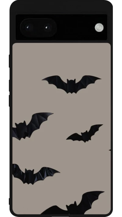 Google Pixel 6a Case Hülle - Silikon schwarz Halloween 2026 Bats