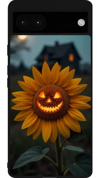 Google Pixel 6a Case Hülle - Silikon schwarz Halloween 2026 Evil Sunflower