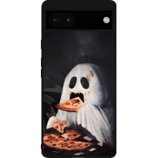 Google Pixel 6a Case Hülle - Silikon schwarz Halloween 2026 Ghost eating pizza