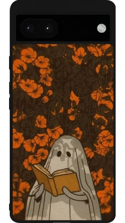 Google Pixel 6a Case Hülle - Silikon schwarz Halloween 2026 Ghost reading
