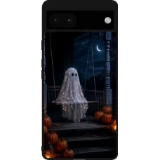 Google Pixel 6a Case Hülle - Silikon schwarz Halloween 2026 Ghost on a swing