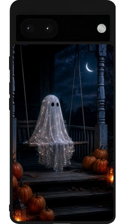Google Pixel 6a Case Hülle - Silikon schwarz Halloween 2026 Ghost on a swing