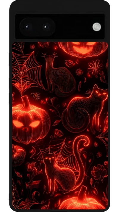 Google Pixel 6a Case Hülle - Silikon schwarz Halloween 2026 Pattern Halloween