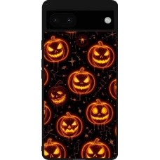 Google Pixel 6a Case Hülle - Silikon schwarz Halloween 2026 Pattern Pumpkins