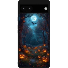 Google Pixel 6a Case Hülle - Silikon schwarz Halloween 2026 Road of Pumpkins
