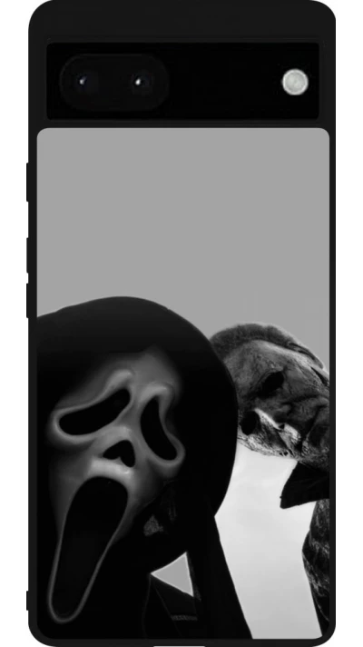 Google Pixel 6a Case Hülle - Silikon schwarz Halloween 2026 Scream and Michael Myers