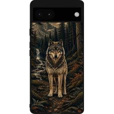 Google Pixel 6a Case Hülle - Silikon schwarz Linocut Wold