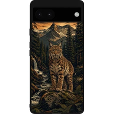 Coque Google Pixel 6a - Silicone rigide noir Linocut Lynx