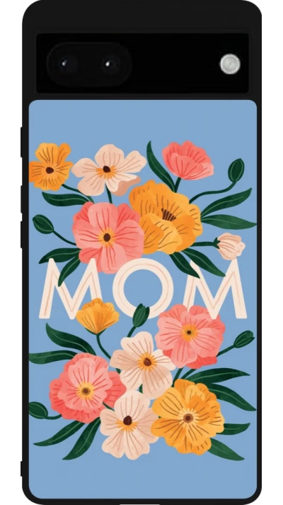 Google Pixel 6a Case Hülle - Silikon schwarz Mom 2026 Flowers