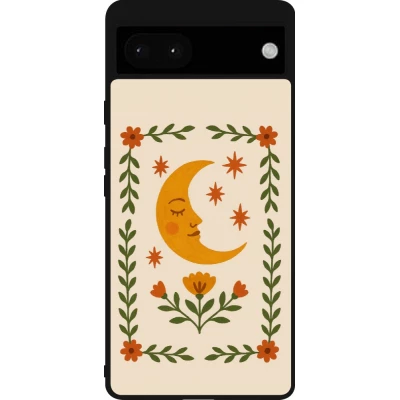 Coque Google Pixel 6a - Silicone rigide noir Half moon stamp 2026