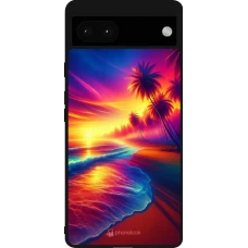 Google Pixel 6a Case Hülle - Silikon schwarz Strand Sonnenuntergang auffällig