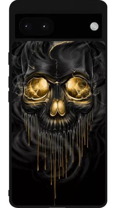 Google Pixel 6a Case Hülle - Silikon schwarz Skull 02
