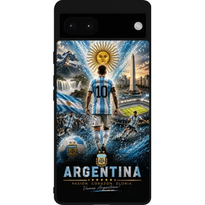 Google Pixel 6a Case Hülle - Silikon schwarz Fussball Argentinien splash 2026