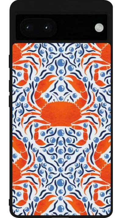 Coque Google Pixel 6a - Silicone rigide noir Crabs and pearls Summer 2026