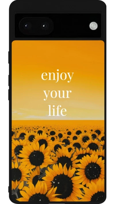 Google Pixel 6a Case Hülle - Silikon schwarz Summer 2026 Enjoy your life