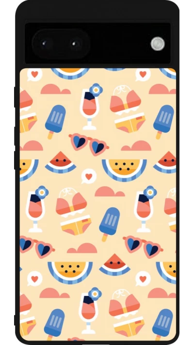 Coque Google Pixel 6a - Silicone rigide noir Pattern Summer 2026