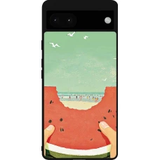 Coque Google Pixel 6a - Silicone rigide noir Views through a watermelon Summer 2026