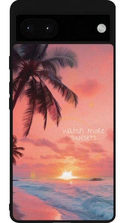 Coque Google Pixel 6a - Silicone rigide noir Watch more sunsets Summer 2026