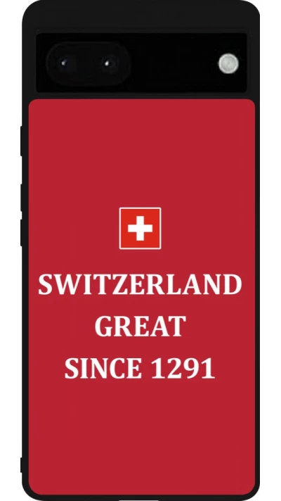 Coque Google Pixel 6a - Silicone rigide noir Switzerland Great Since 1291