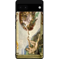 Coque Google Pixel 6a - Silicone rigide noir Tableau art - La Création d’Adam - Michel-Ange