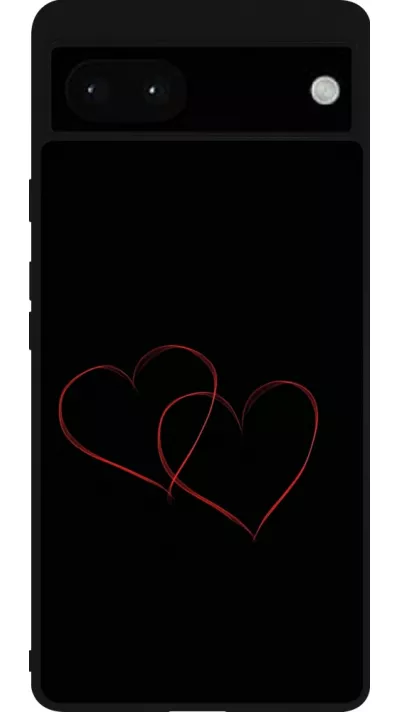 Google Pixel 6a Case Hülle - Silikon schwarz Valentine 2023 attached heart