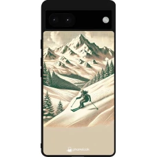Coque Google Pixel 6a - Silicone rigide noir Vintage Ski Mountain