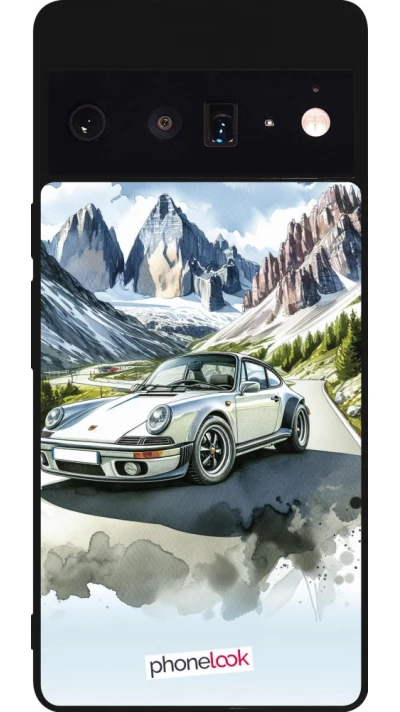 Google Pixel 6 Pro Case Hülle - Silikon schwarz Porsche 911 Berg Aquarell