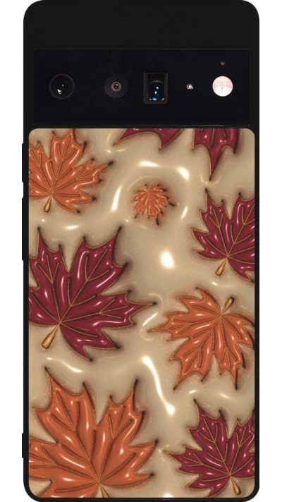Coque Google Pixel 6 Pro - Silicone rigide noir Autumn 26 3D leaves