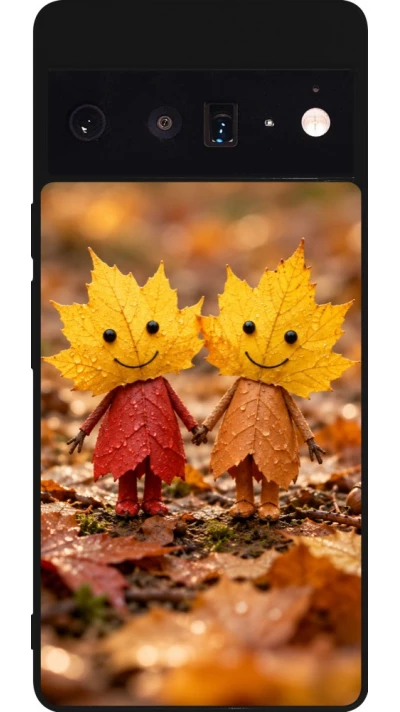 Coque Google Pixel 6 Pro - Silicone rigide noir Autumn 26 Couple of leaves