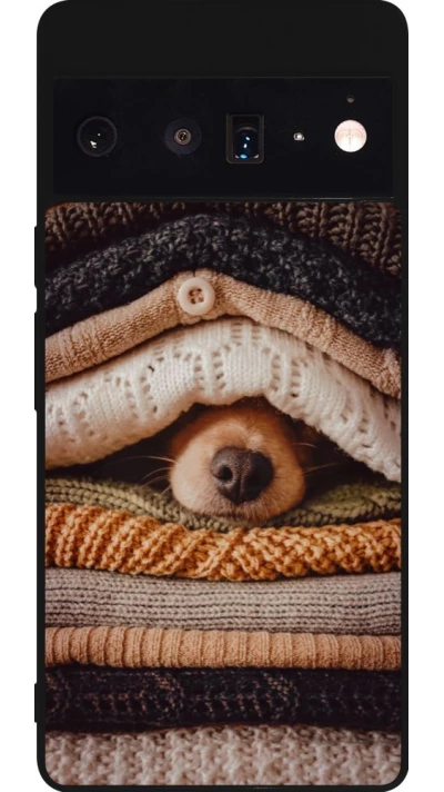 Coque Google Pixel 6 Pro - Silicone rigide noir Autumn 26 Dog under the covers