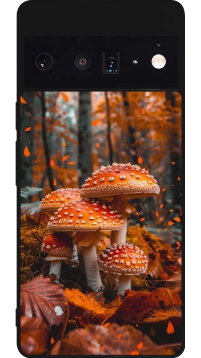 Coque Google Pixel 6 Pro - Silicone rigide noir Autumn 26 Mushrooms in the woods